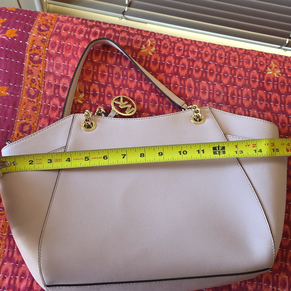 Michael Kors Blush Pink Gold Chain Tote | Feminine Designer Shoulder Bag - Picture 12 of 12